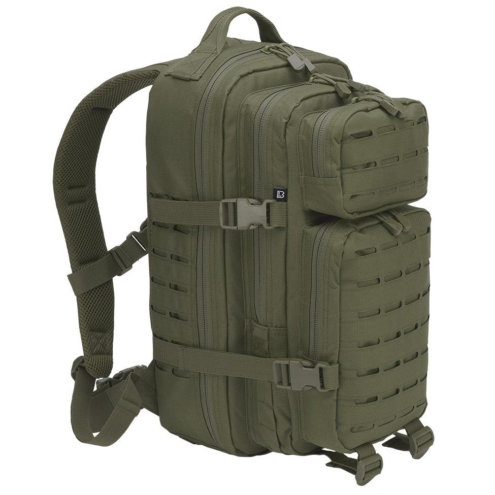 Mochila tactica US Cooper Lasercut verde en poliester 600D con corte laser y varios compartimentos