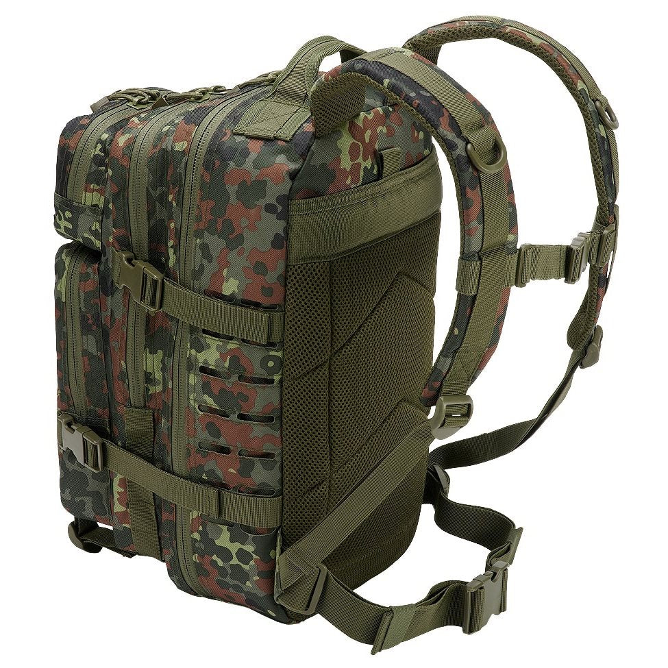 Mochila tactica US Cooper Lasercut verde en poliester 600D con corte laser y varios compartimentos