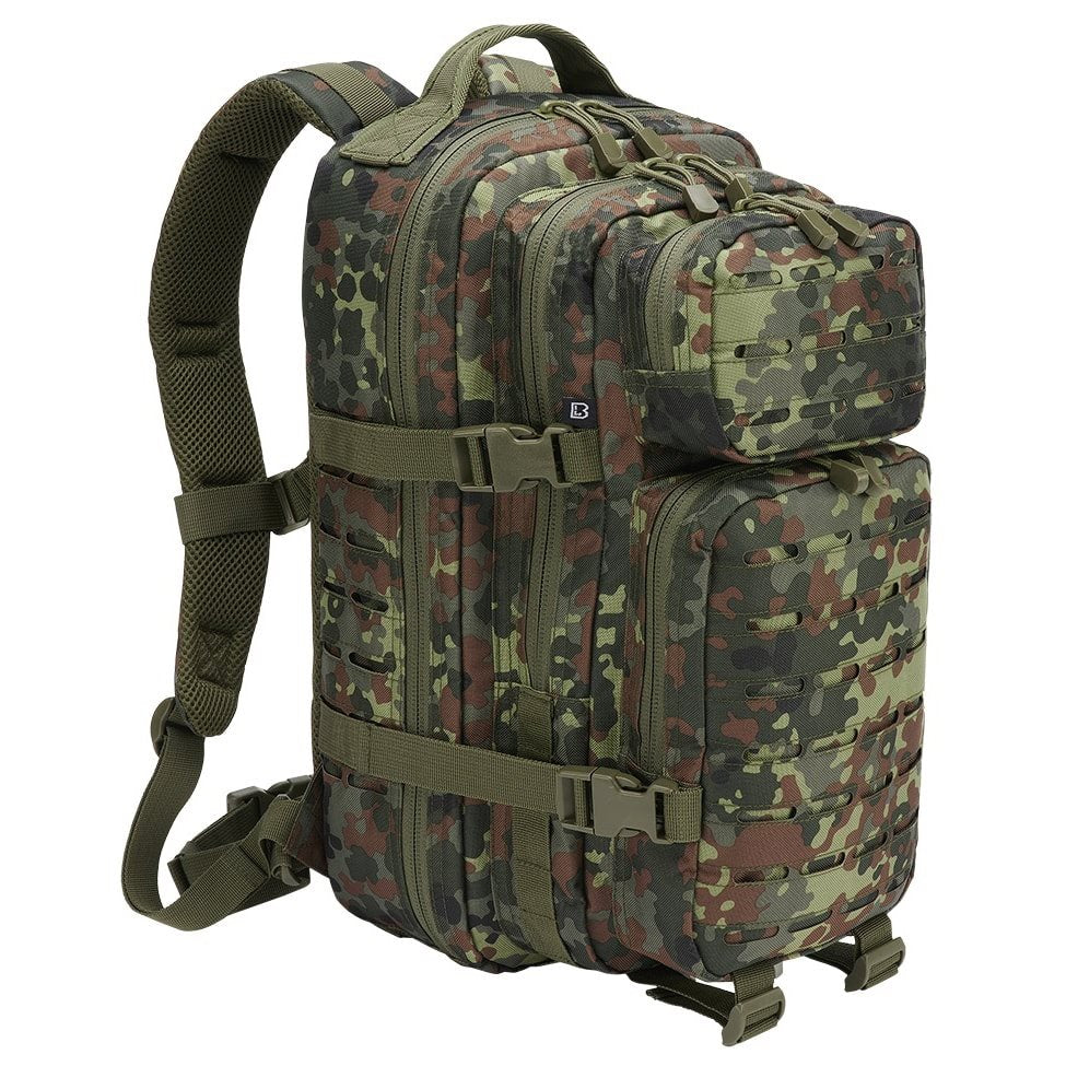 Mochila tactica US Cooper Lasercut verde en poliester 600D con corte laser y varios compartimentos