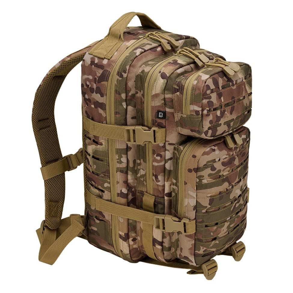 Mochila tactica US Cooper Lasercut verde en poliester 600D con corte laser y varios compartimentos