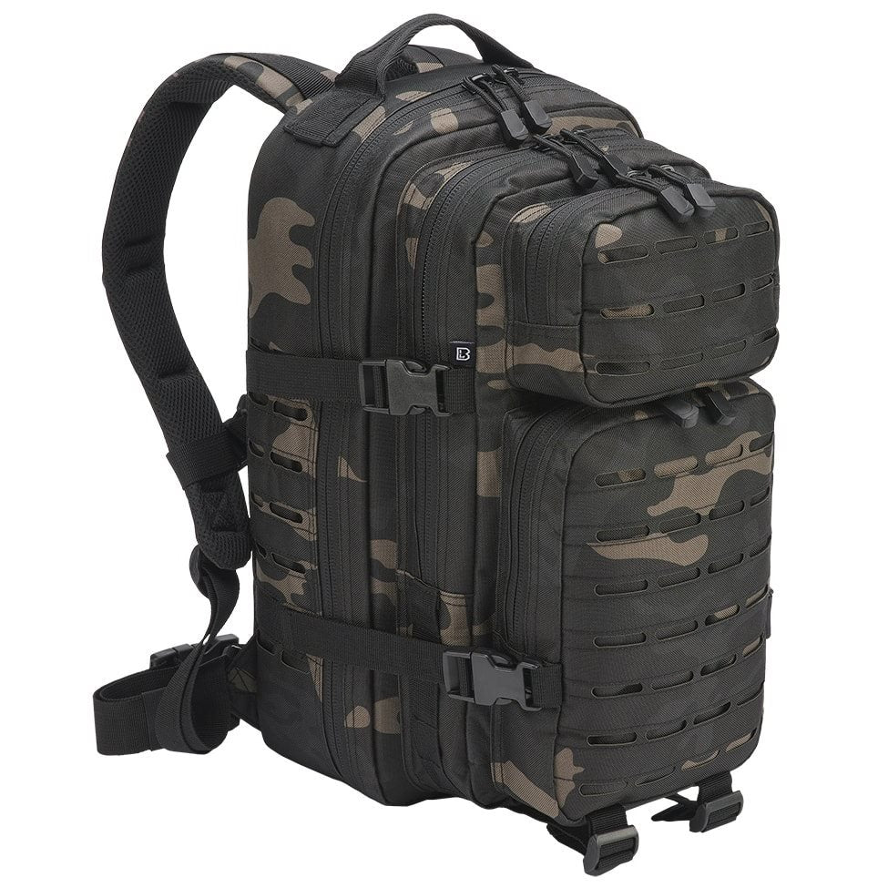 Mochila tactica US Cooper Lasercut verde en poliester 600D con corte laser y varios compartimentos