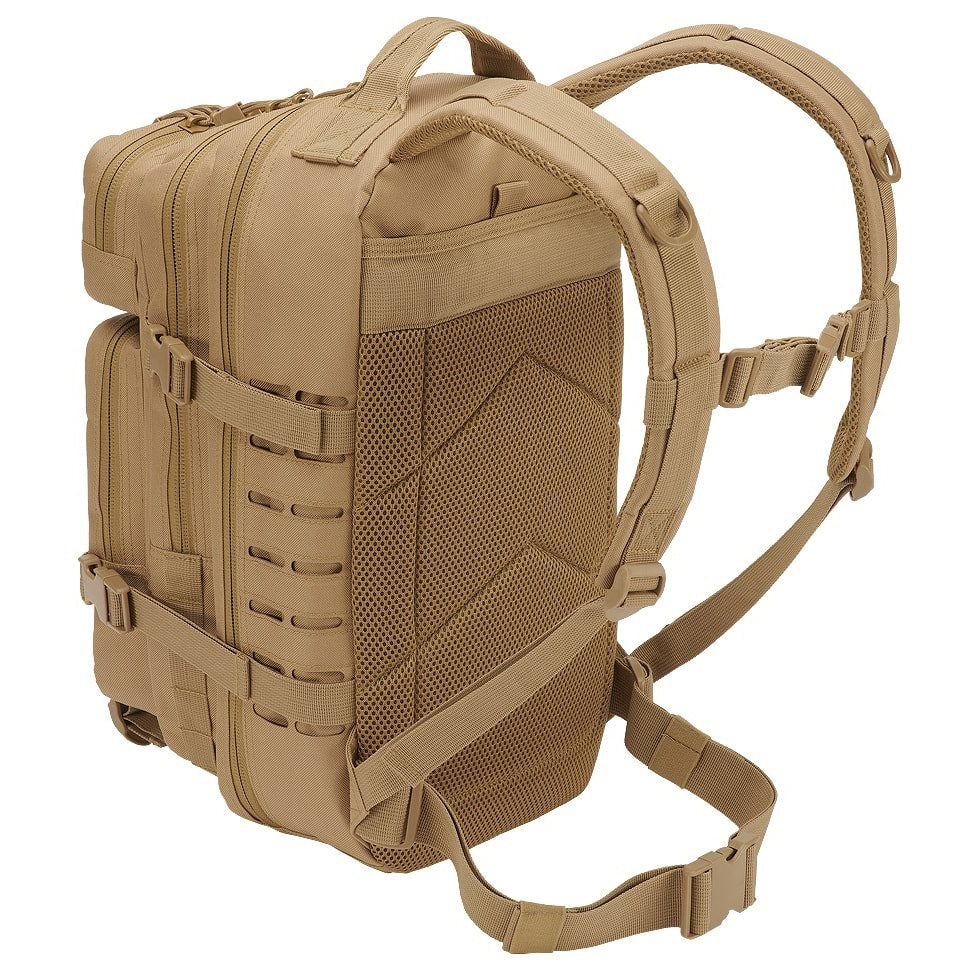 Mochila tactica US Cooper Lasercut verde en poliester 600D con corte laser y varios compartimentos