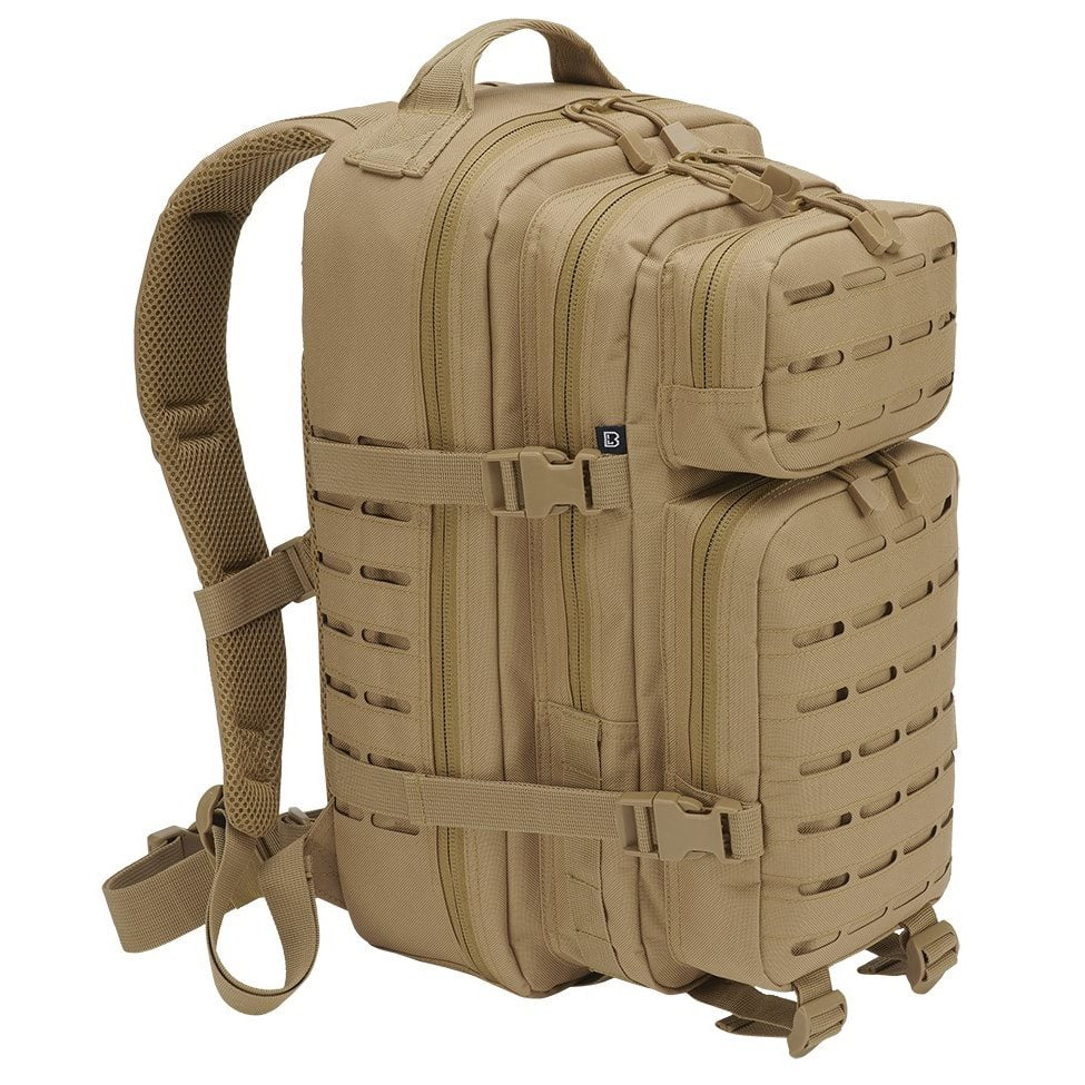 Mochila tactica US Cooper Lasercut verde en poliester 600D con corte laser y varios compartimentos