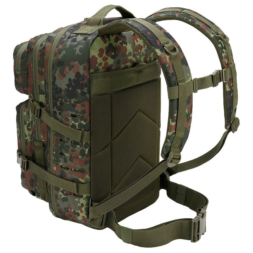 Mochila táctica US COOPER LASERCUT verde con paneles recortados con láser y múltiples bolsillos