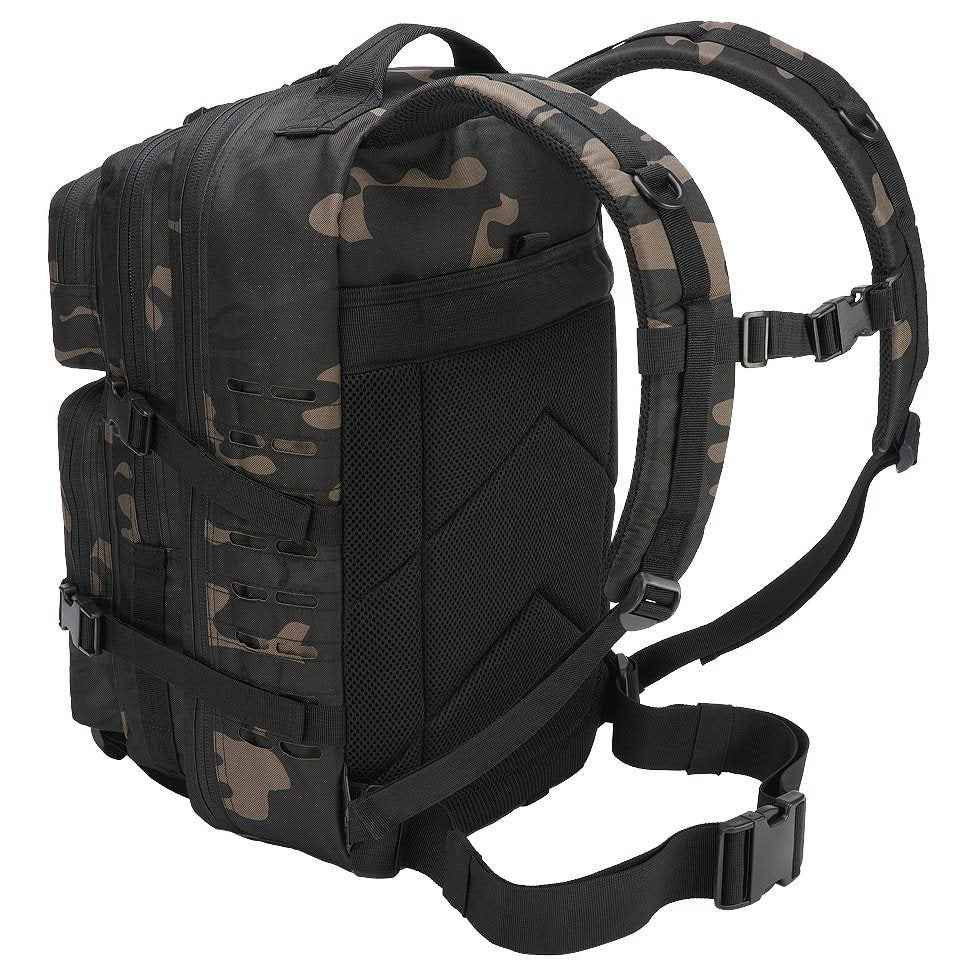 Mochila táctica US COOPER LASERCUT verde con paneles recortados con láser y múltiples bolsillos