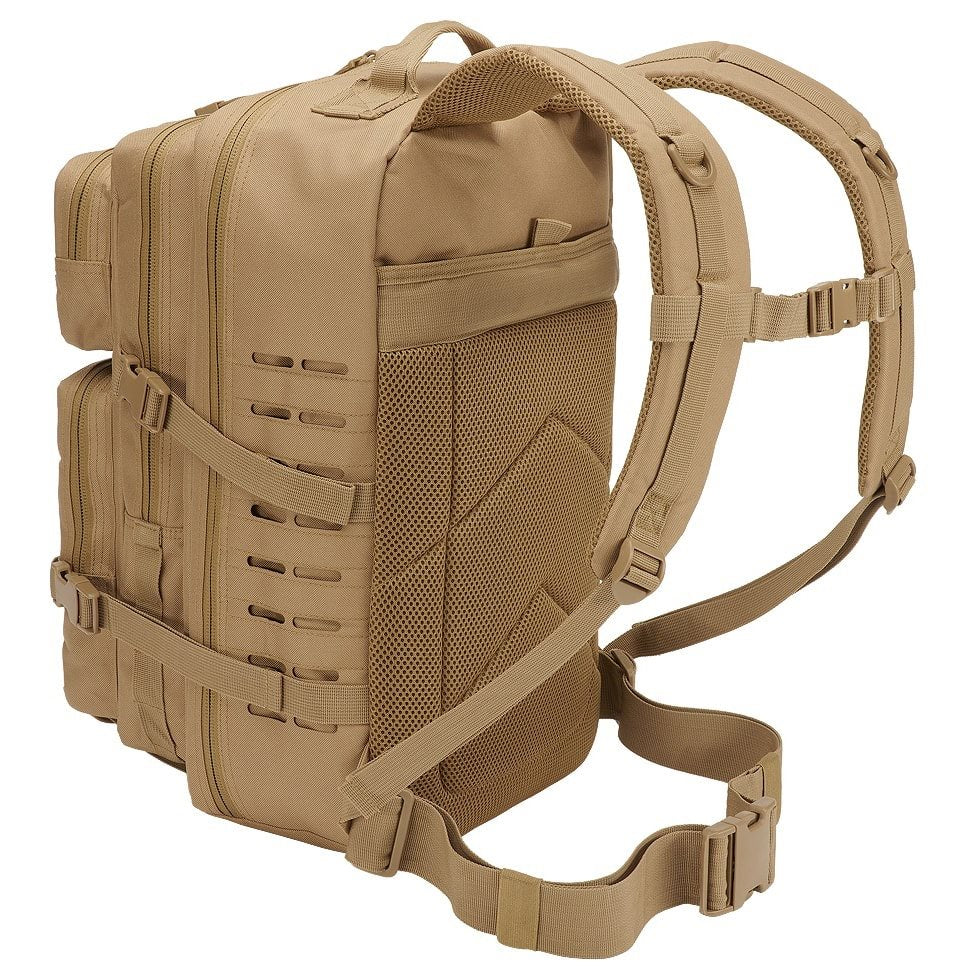 Mochila táctica US COOPER LASERCUT verde con paneles recortados con láser y múltiples bolsillos