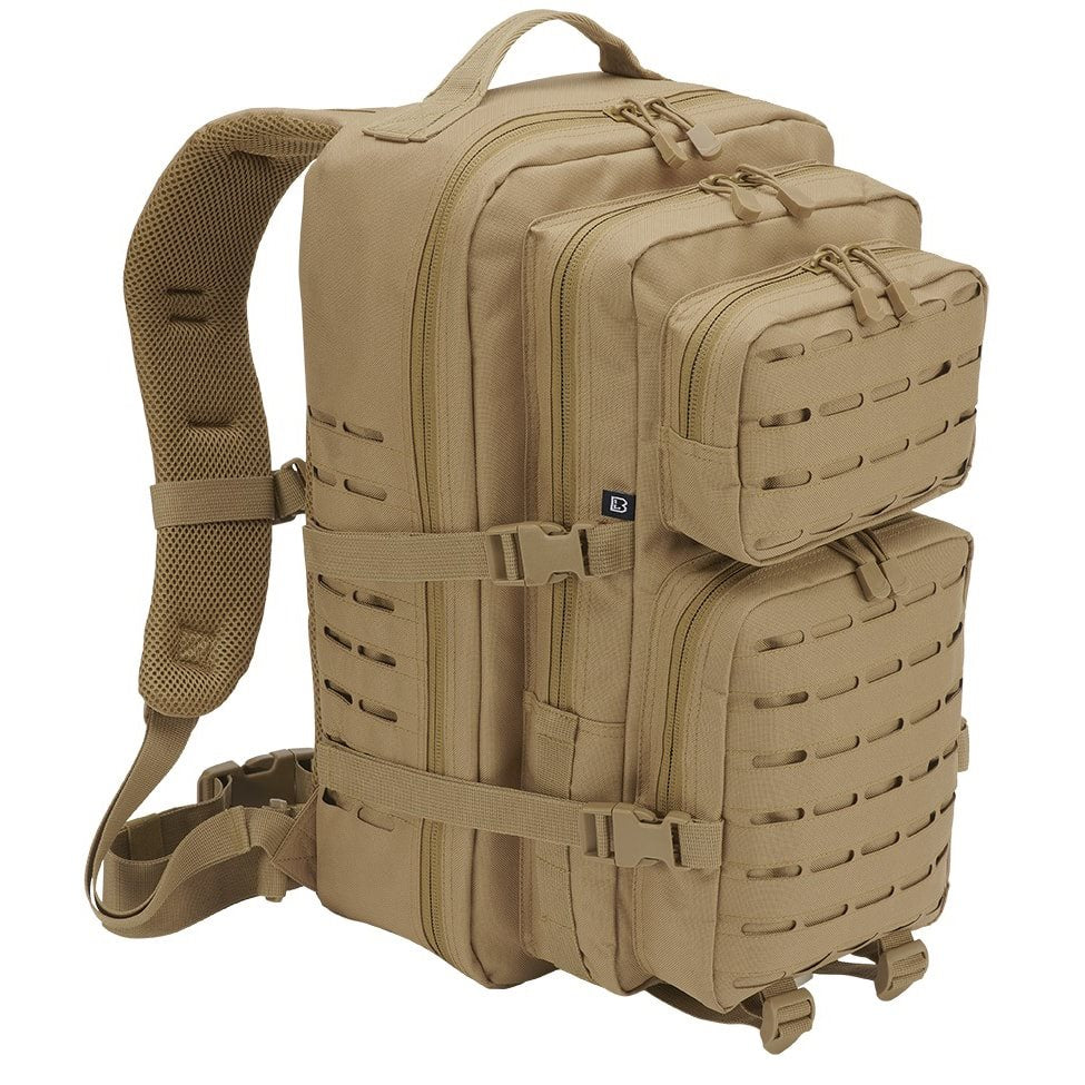 Mochila táctica US COOPER LASERCUT verde con paneles recortados con láser y múltiples bolsillos