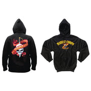 Sudadera negra MARINES SKULL/RIBBON con estampado delantero y trasero, capucha con cordón y bolsillo canguro