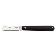 Cuchillo plegable para injertos, hoja 60 mm, acero inoxidable 420, mango plástico negro y funda PVC