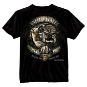 Camiseta negra USMC BUDOG con estampado Devil Dog, manga corta