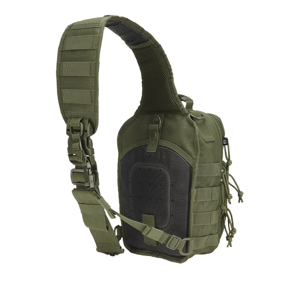 Bolsa bandolera US Cooper Sling negra 8 l en poliester 600D con sistema MOLLE/PALS y funda para tablet