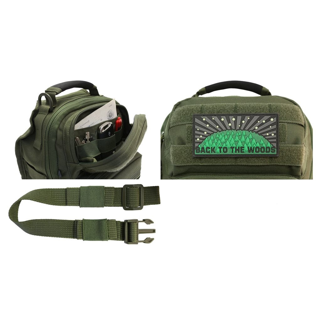 Bolsa bandolera US Cooper Sling negra 8 l en poliester 600D con sistema MOLLE/PALS y funda para tablet
