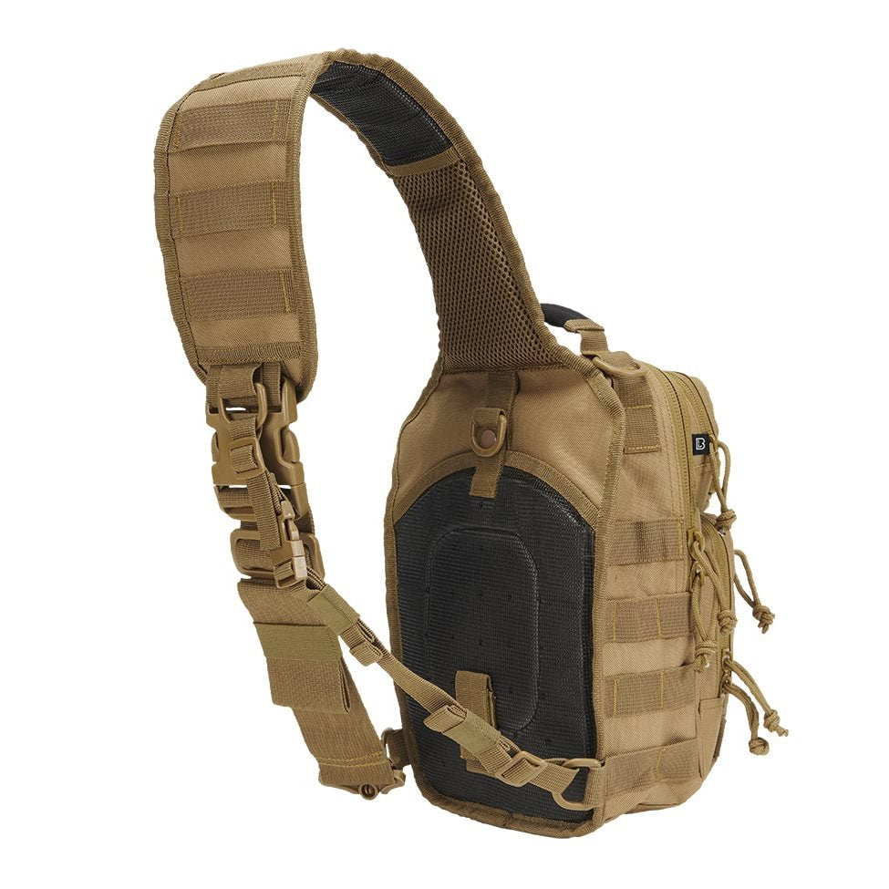 Bolsa bandolera US Cooper Sling negra 8 l en poliester 600D con sistema MOLLE/PALS y funda para tablet