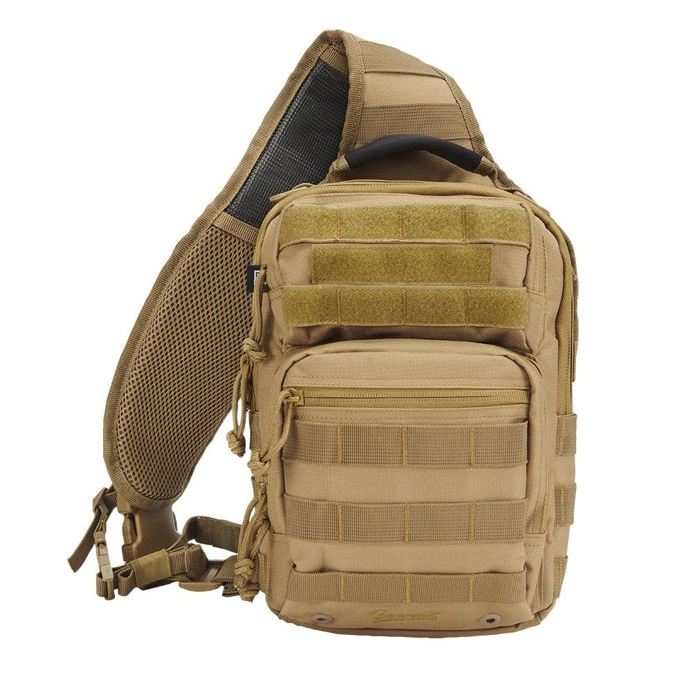 Bolsa bandolera US Cooper Sling negra 8 l en poliester 600D con sistema MOLLE/PALS y funda para tablet