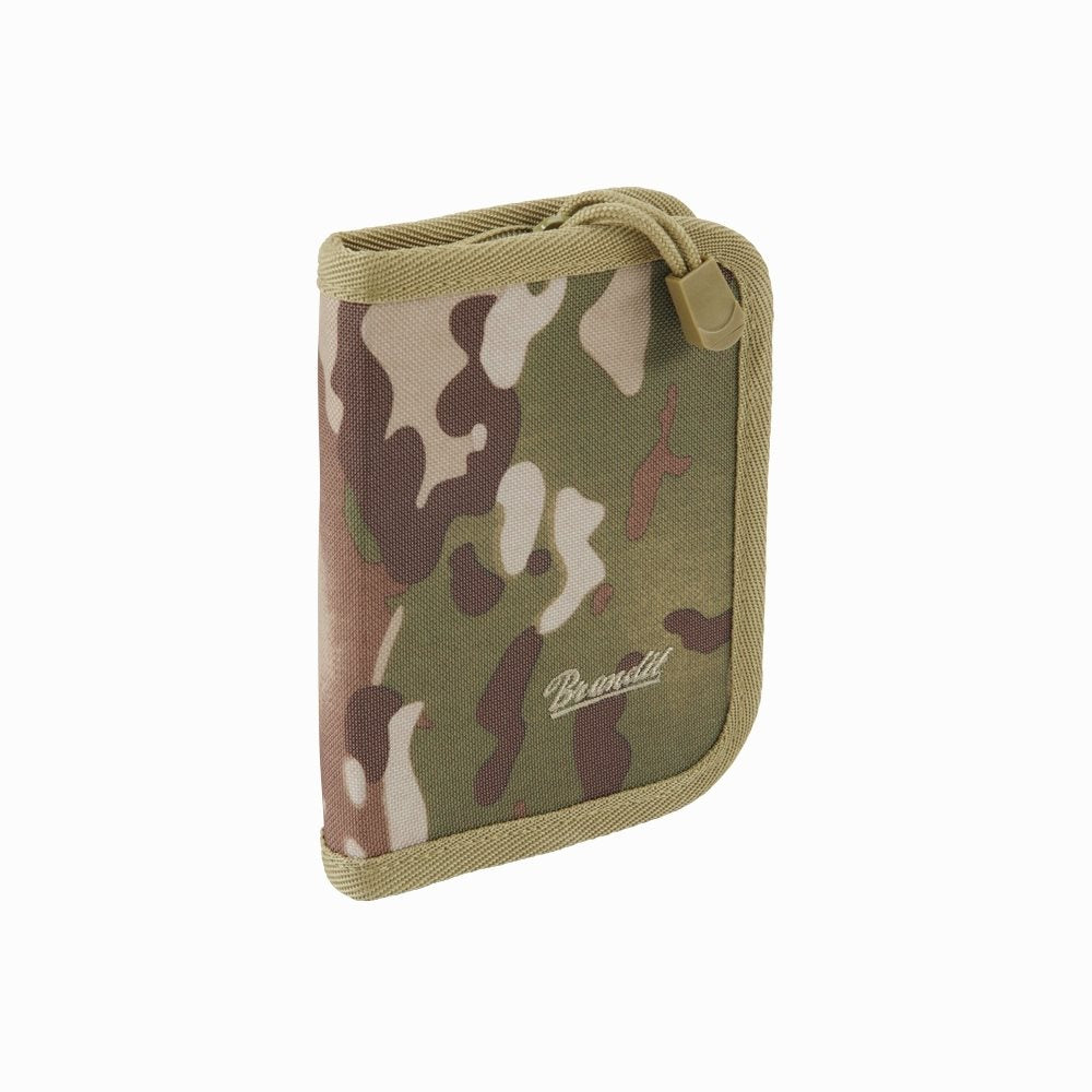 Cartera BRANDIT verde en poliéster 600D con cremallera y compartimentos para tarjetas y billetes