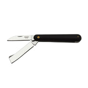 Cuchillo para injertar y acodar, hoja inox 420, mango plástico negro y funda PVC