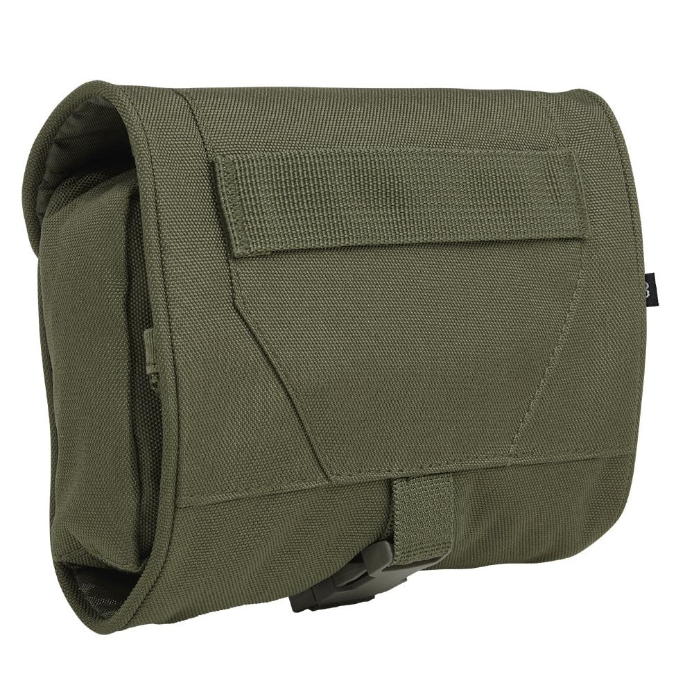 Bolsa MEDIUM para artículos de tocador verde, enrollable con correa ajustable y hebilla de plástico