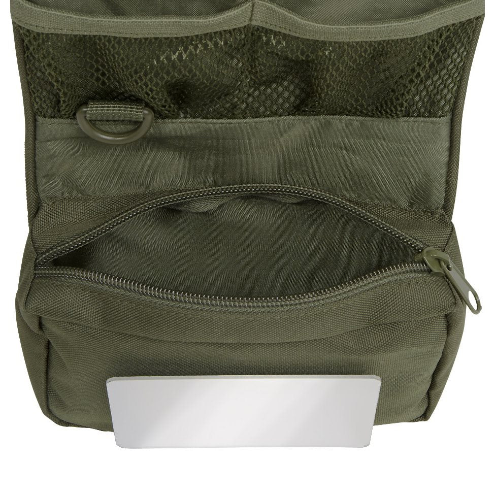 Bolsa MEDIUM para artículos de tocador verde, enrollable con correa ajustable y hebilla de plástico