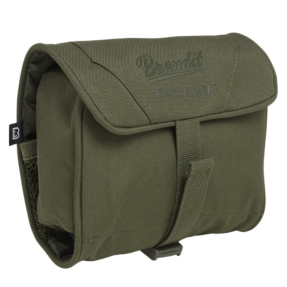 Bolsa MEDIUM para artículos de tocador verde, enrollable con correa ajustable y hebilla de plástico