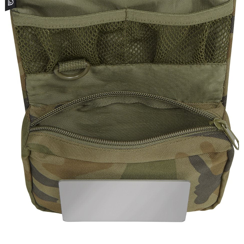 Bolsa MEDIUM para artículos de tocador verde, enrollable con correa ajustable y hebilla de plástico