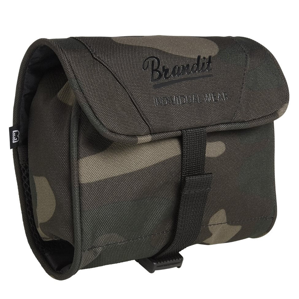 Bolsa MEDIUM para artículos de tocador verde, enrollable con correa ajustable y hebilla de plástico