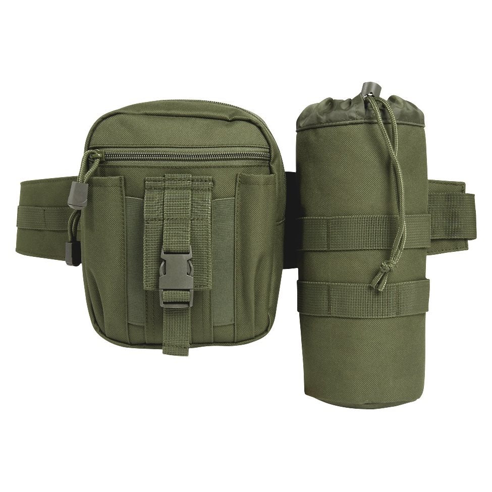 Riñonera ALLROUND verde con funda para botella y cinturón táctico de BRANDIT