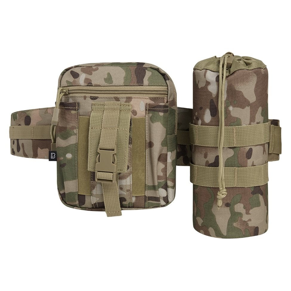 Riñonera ALLROUND verde con funda para botella y cinturón táctico de BRANDIT