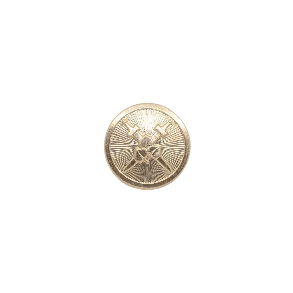 Botón dorado con emblema SK (espadas y hojas), 20 mm