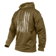 Sudadera CONCEALED CARRY con capucha, bolsillo para arma oculta y parche bandera USA, color coyote
