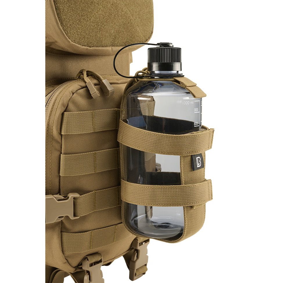Funda FLEX MOLLE Large para botella en negro, poliéster 600D, compatible con MOLLE/PALS y apta para cinturón