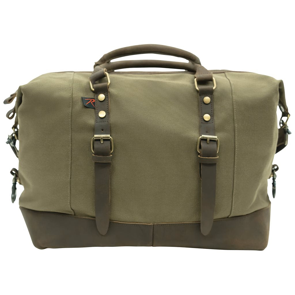 Bolsa de viaje CARRY-ON de lona verde, diseñada para caber bajo el asiento del avión, resistente y repelente al agua