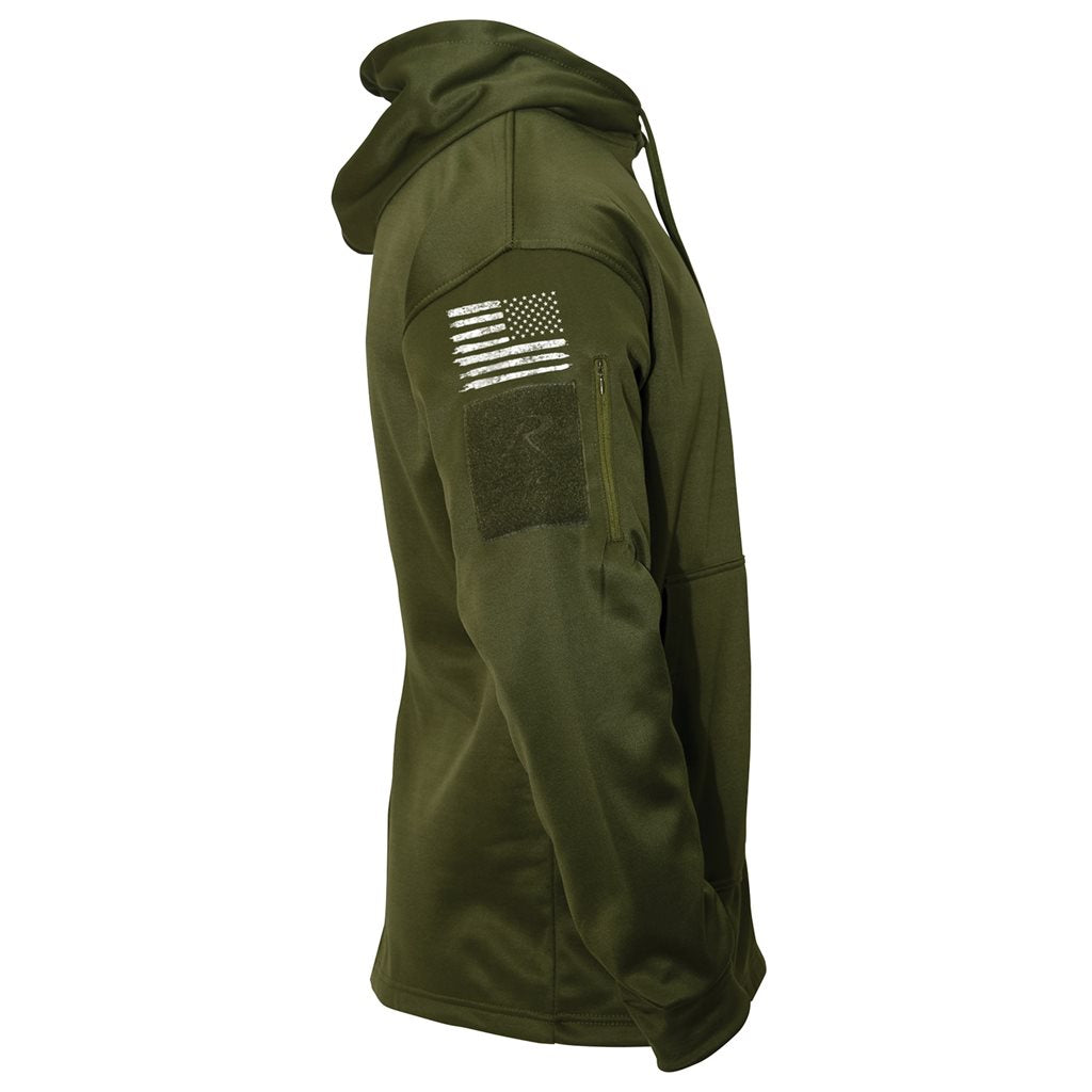 Sudadera con capucha CONCEALED CARRY verde con bandera US y bolsillo para porte oculto
