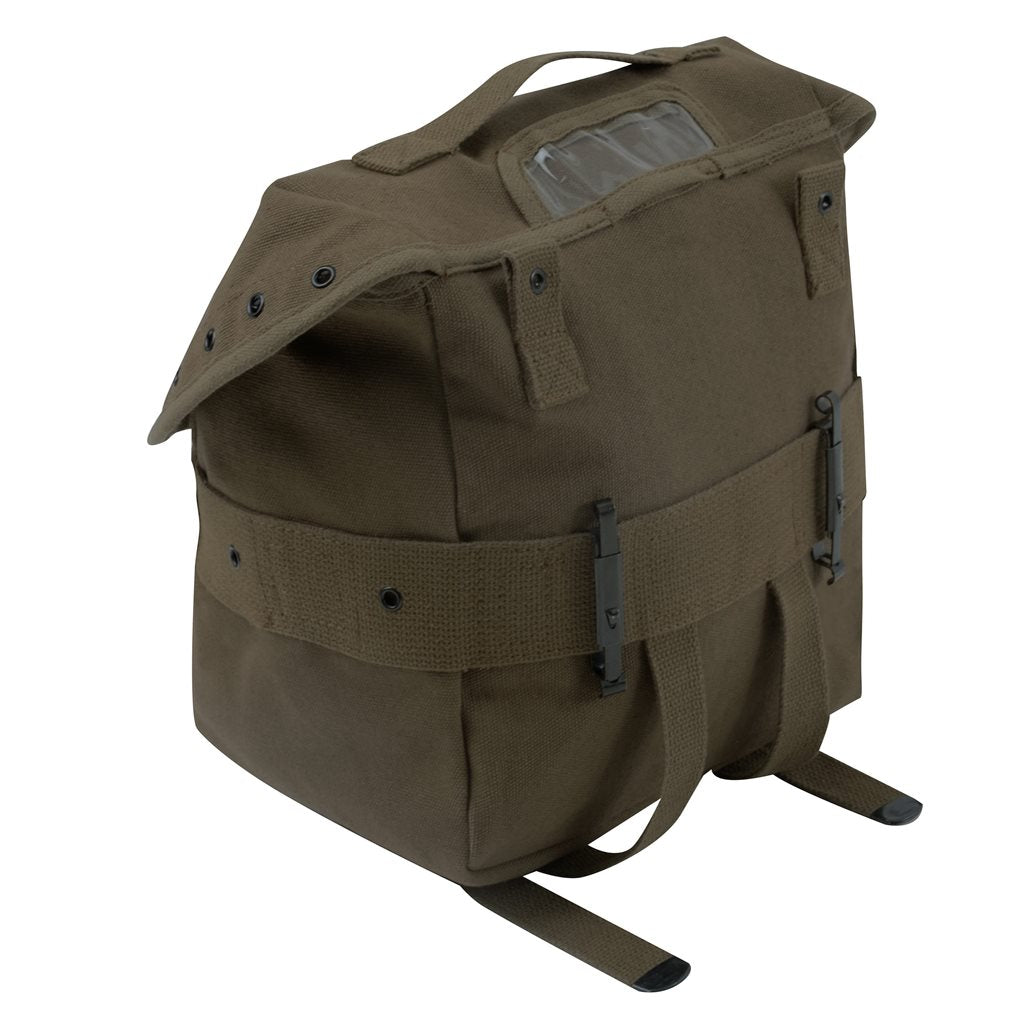Bolsa pequeña de lona verde estilo militar con correas ajustables y cierre de hebillas, 23 x 21,5 x 15 cm
