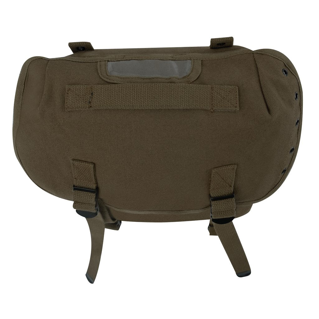Bolsa pequeña de lona verde estilo militar con correas ajustables y cierre de hebillas, 23 x 21,5 x 15 cm