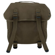 Bolsa pequeña de lona verde estilo militar con correas ajustables y cierre de hebillas, 23 x 21,5 x 15 cm