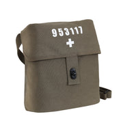 Bandolera SWISS verde de lona estilo vintage militar con solapa y cierre metálico