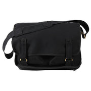 Bolso bandolera escolar EUROPEAN SCHOOL negro de algodón canvas estilo vintage army, gran capacidad