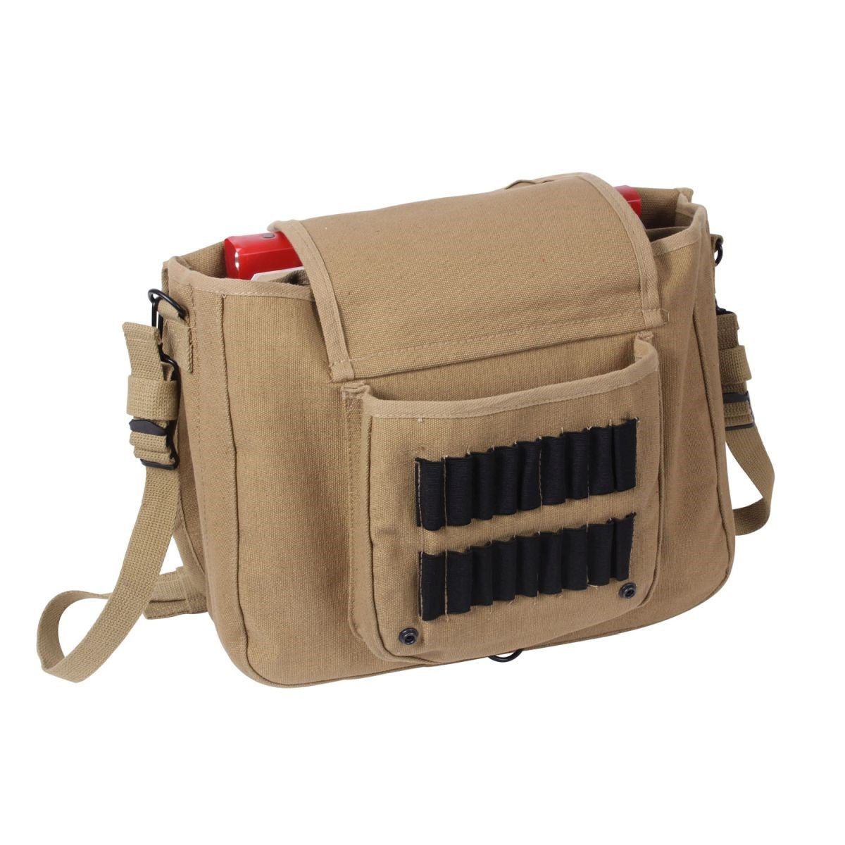 Bolsa bandolera ISRAELI PARATROOPER negra de lona de algodón, 38×28×10 cm