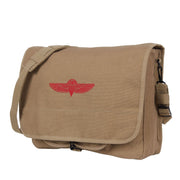 Bolsa bandolera ISRAELI PARATROOPER negra de lona de algodón, 38×28×10 cm