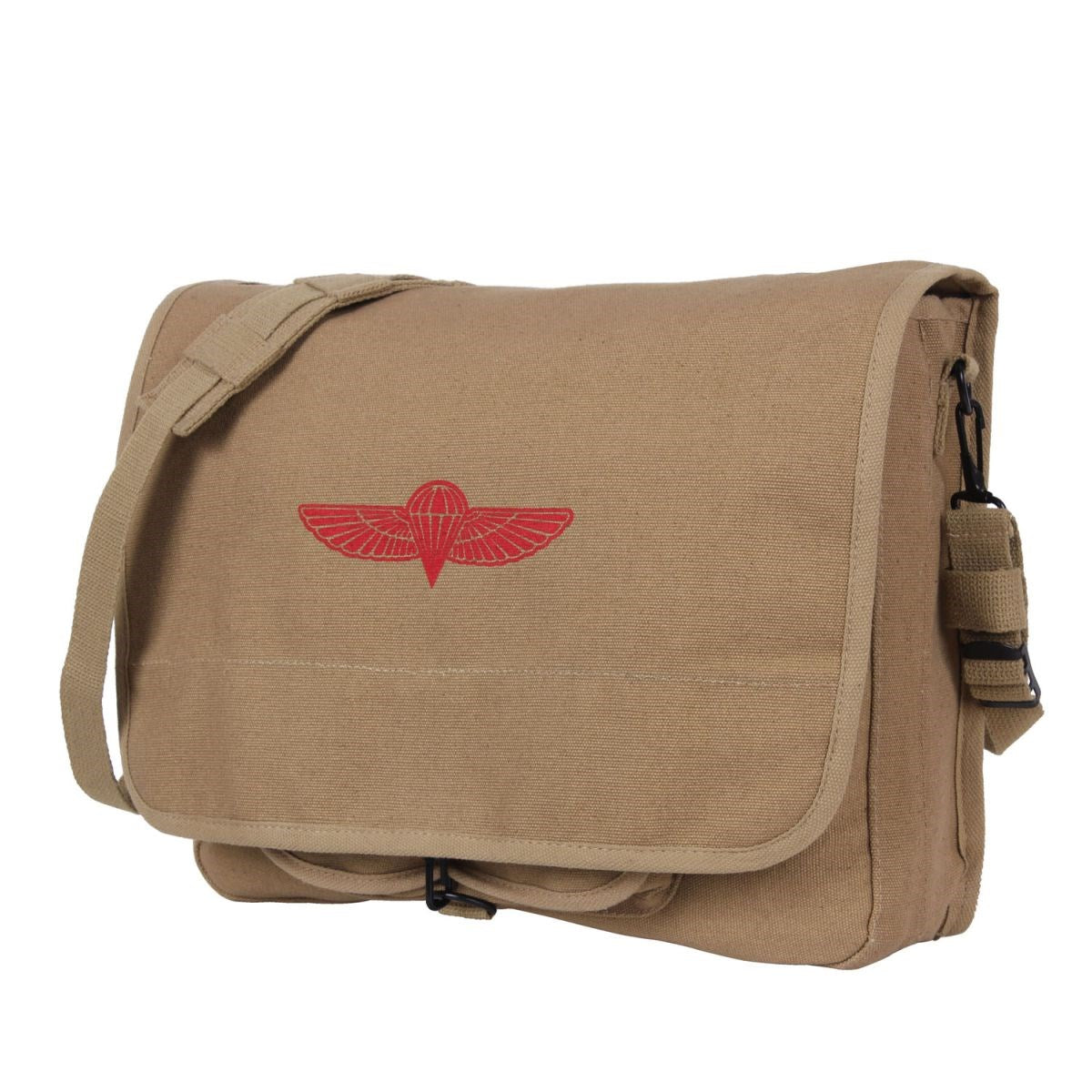 Bolsa bandolera ISRAELI PARATROOPER negra de lona de algodón, 38×28×10 cm