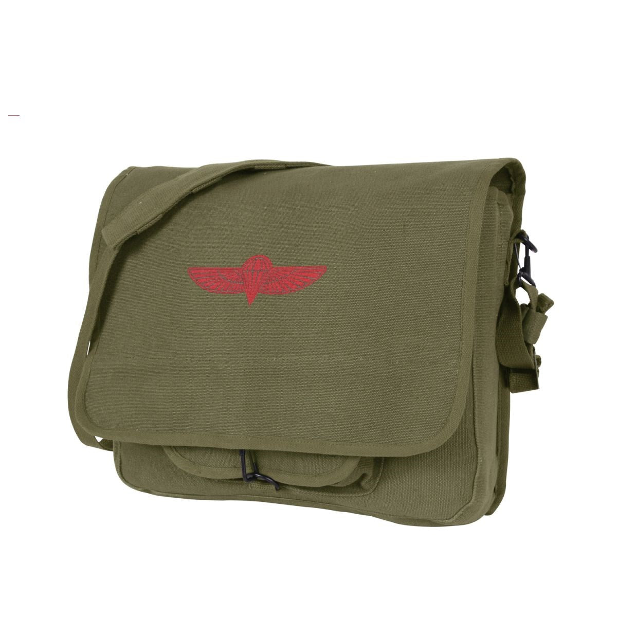 Bolsa bandolera ISRAELI PARATROOPER negra de lona de algodón, 38×28×10 cm