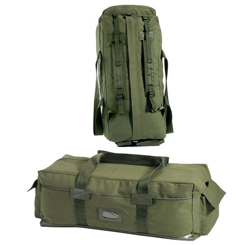 Bolsa MOSSAD TACTICAL DUFFLE negra, casi 100 L, lona de algodón y fondo PVC impermeable