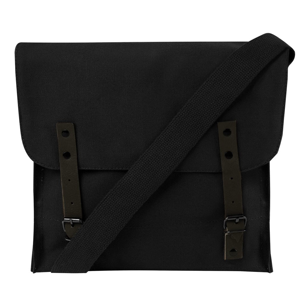 Bolsa de hombro de algodón vintage con cierre de correas de cuero, 30×28×9 cm