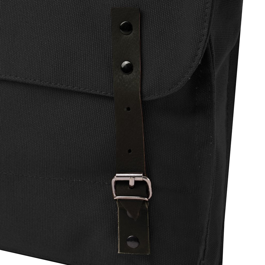 Bolsa de hombro de algodón vintage con cierre de correas de cuero, 30×28×9 cm
