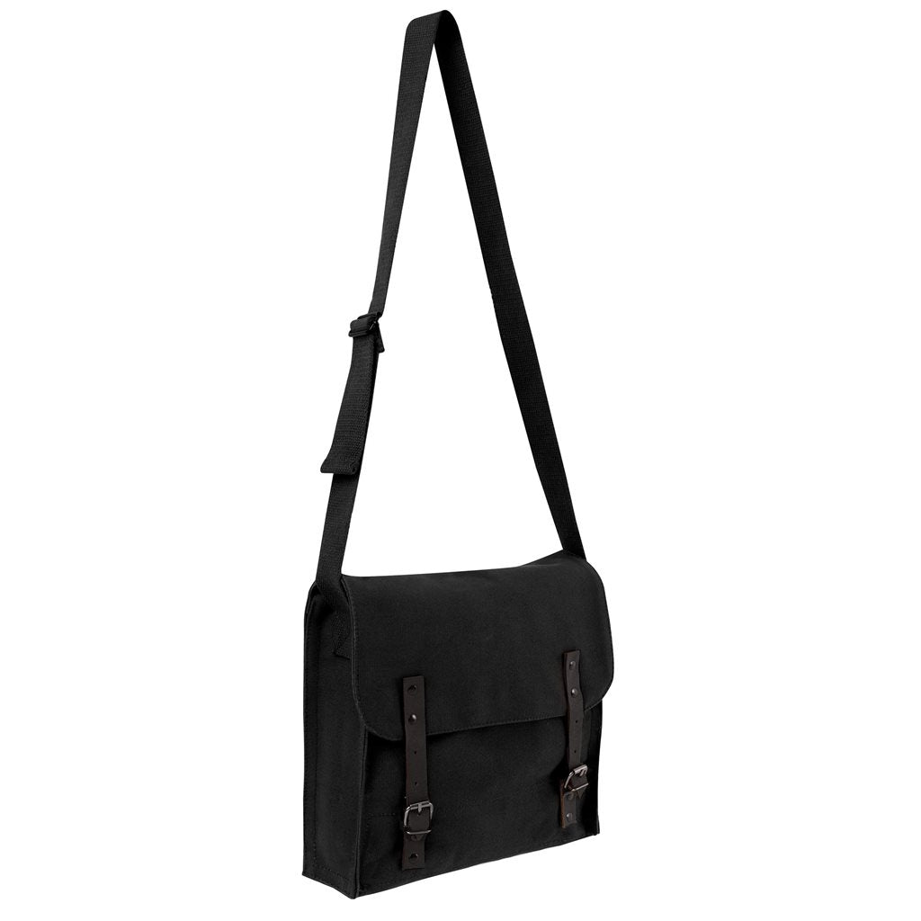 Bolsa de hombro de algodón vintage con cierre de correas de cuero, 30×28×9 cm
