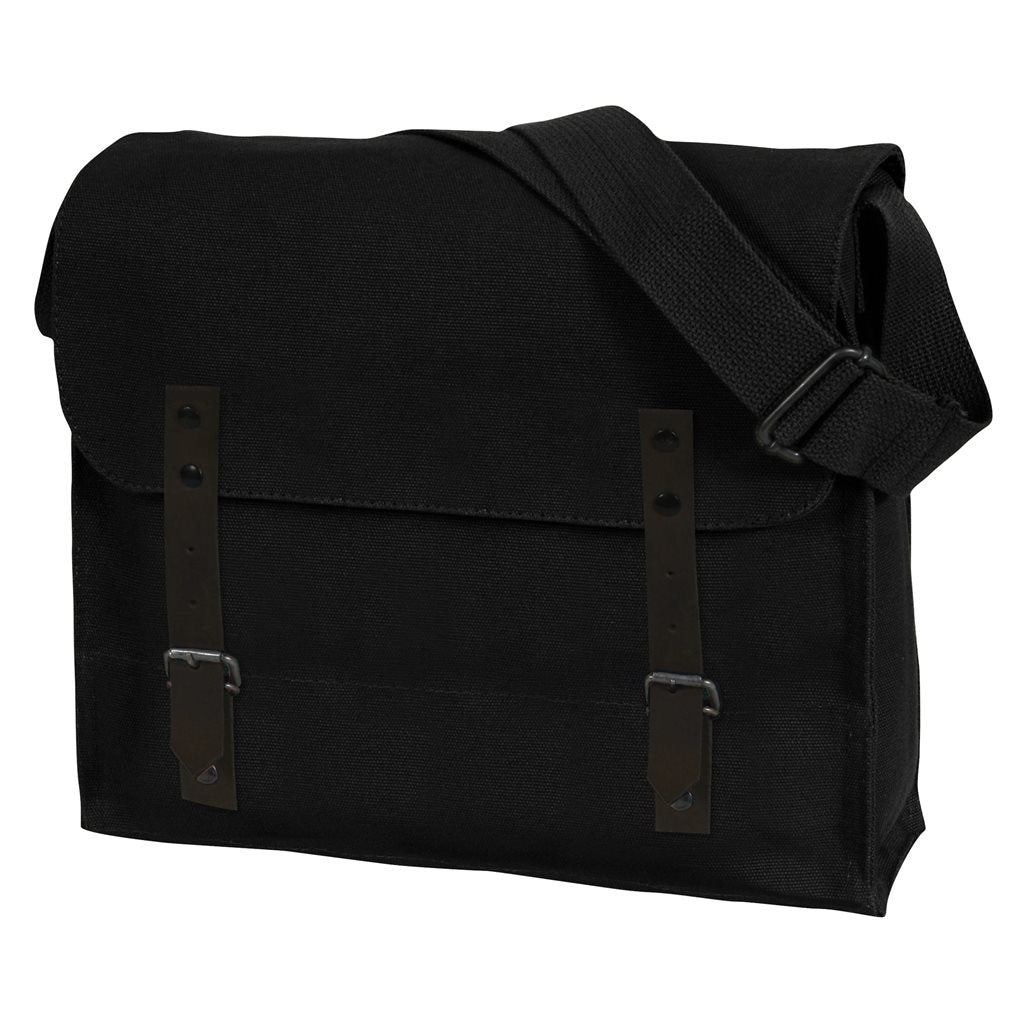 Bolsa de hombro de algodón vintage con cierre de correas de cuero, 30×28×9 cm