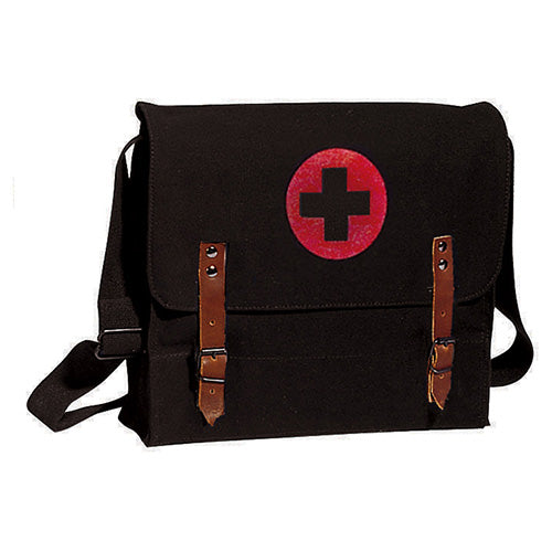 Bolso bandolera sanitario CROSS verde en lona de algodón con tiras de cuero y hebilla, 30 x 28 x 9 cm