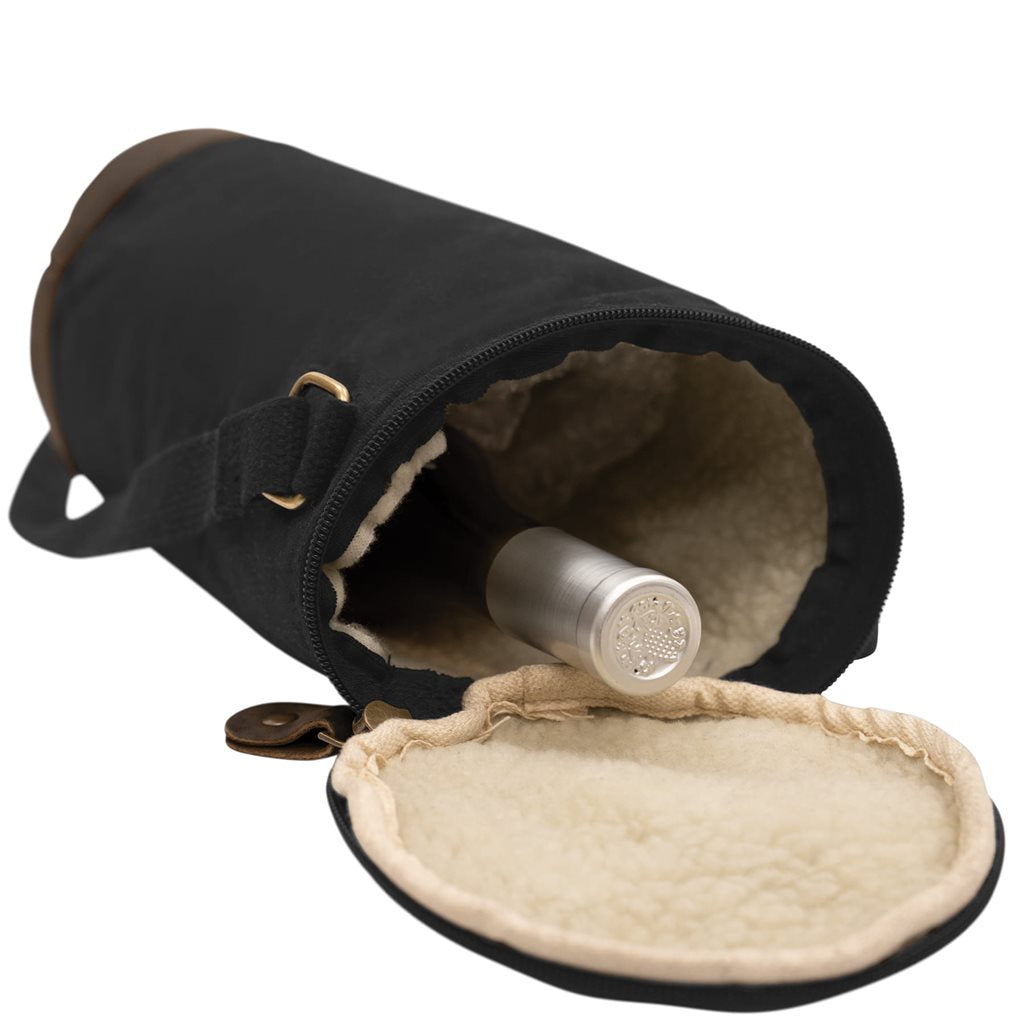Bolsa isotérmica verde para bebidas, exterior de lona de algodón encerado y forro aislante de poliéster