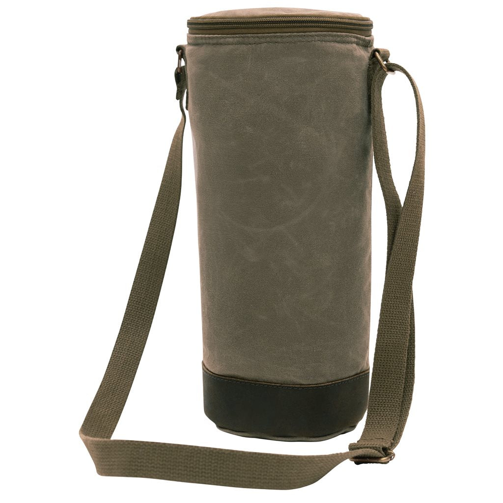 Bolsa isotérmica verde para bebidas, exterior de lona de algodón encerado y forro aislante de poliéster