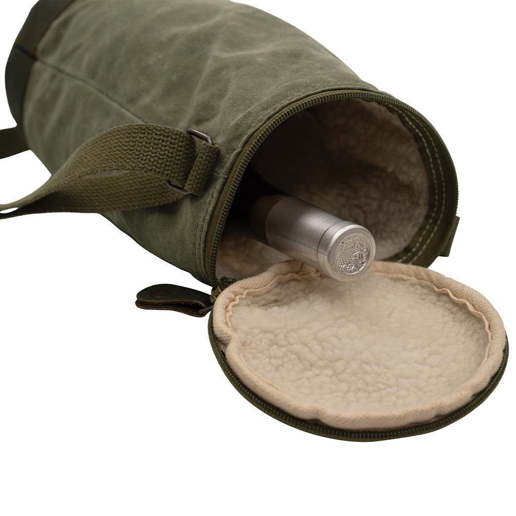 Bolsa isotérmica verde para bebidas, exterior de lona de algodón encerado y forro aislante de poliéster